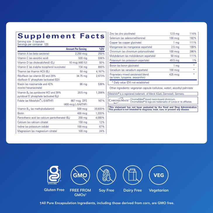 Pure Encapsulations Nutrient 950 Without Iron | Supplement to Support Cardiovascular, Immune, and Cellular Health, Bones, Hormone Metabolism, and Car