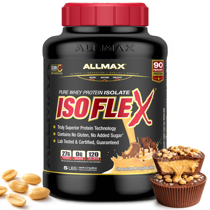 ALLMAX ISOFLEX Pure Whey Isolate Protein Powder - Gluten Free, Low Lactose, Sugar-Free - High-Protein, Clean, Keto-Friendly, Pre Post Workout Supplem