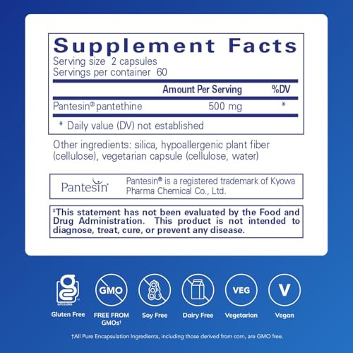 Pure Encapsulations Pantethine | Hypoallergenic Supplement Supports Healthy Lipid Metabolism and Cardiovascular Function | 120 Capsules