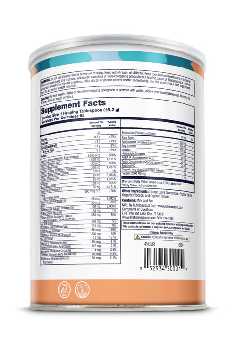 LifeTime Multiple Vitamin & Mineral Powder - Daily Multivitamin, Powdered Vitamins, Drink Mix for Women & Men, All in One Protein Smoothie Powder, 8g