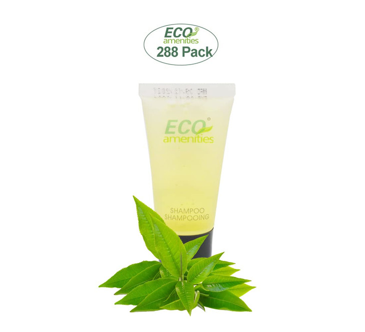ECO amenities Hotel Shampoo Tubes - TSA-Approved Leak-Proof Travel Essentials - Green Tea Shampoo Bulk & Cruelty-Free - for Hotel Toiletries Bulk & T