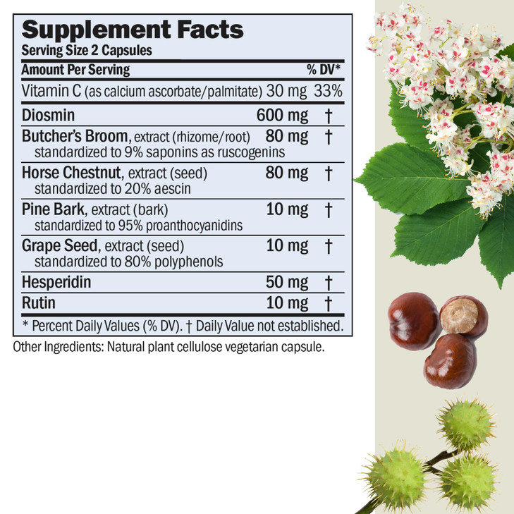 ANDREW LESSMAN Circulation, Vein Support for Healthy Legs 360 Capsules - High Bioactivity Diosmin, Butcher's Broom, Visibly Reduces Swelling and Disc