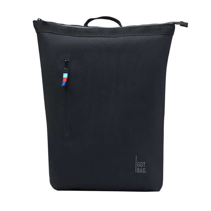 GOT BAG - NO!ROLLTOP Backpack, Backpack for Hiking & Travel with a 15 Laptop Sleeve, Eco-Conscious Bag Made of Recycled Ocean Impact Plastic (Black