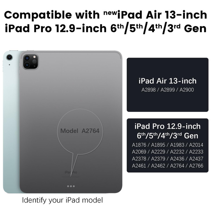 Nillkin Magnetic Keyboard Case for iPad Air 13-inch (M2) 2024, iPad Pro 12.9 Case with Keyboard, Magic Trackpad, Pencil Holder, Slide Camera Cover, 7