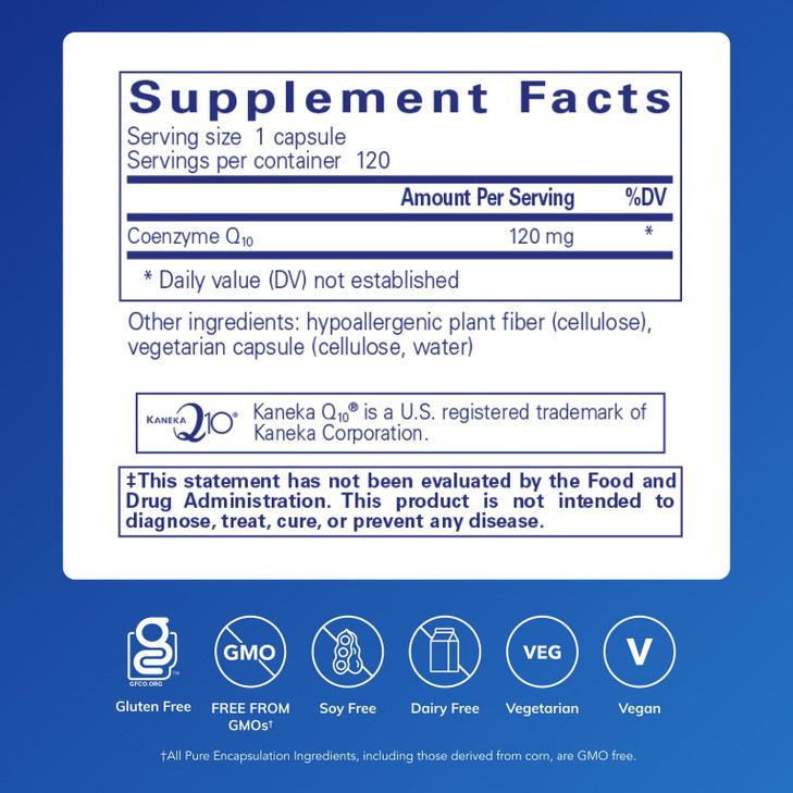 Pure Encapsulations CoQ10 120 mg - Coenzyme Q10 Supplement for Heart Health, Energy, Antioxidants, Brain & Memory Health - Cellular Health, Cognition