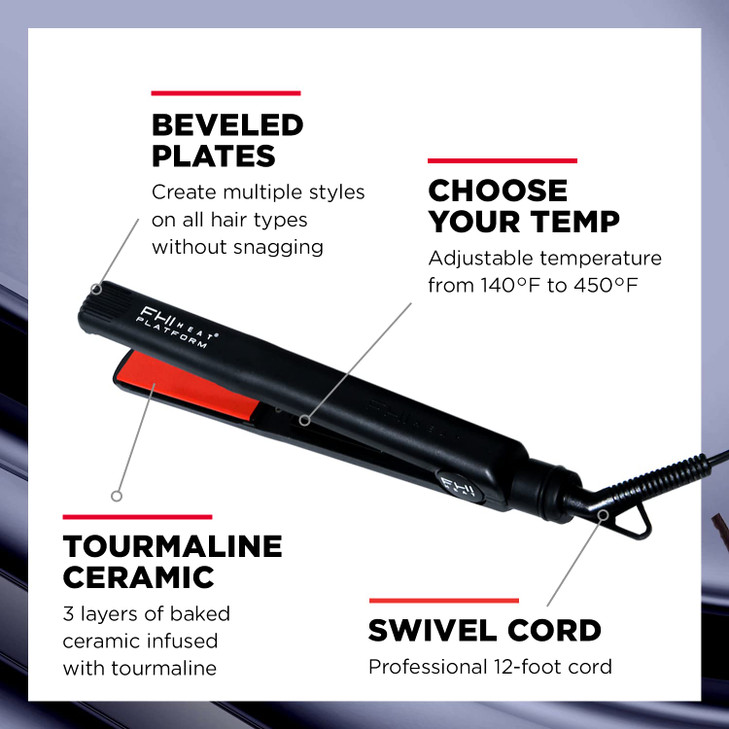 FHI HEAT Platform Pro Styling Tourmaline Hair Straightener for All Hair Types, 1 Inch
