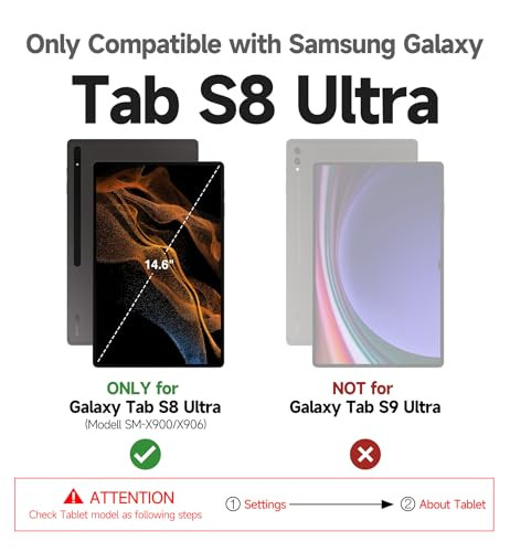 Dexnor Keyboard Case for Samsung Galaxy Tab S8 Ultra Keyboard 14.6 Inch Magnetic Detachable Book Cover Style Keyboard Multi-Touch Trackpad Backlit S