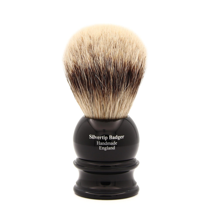 Edwin Jagger 1EJ466 Medium Silver Tip Badger Shaving Brush, Imitation Ebony for use with Shaving Cream or Soap for Men