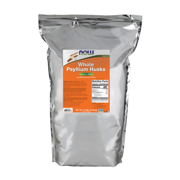 NOW Foods Supplements, Whole Psyllium Husks, Non-GMO Project Verified, Soluble Fiber, 10-Pound