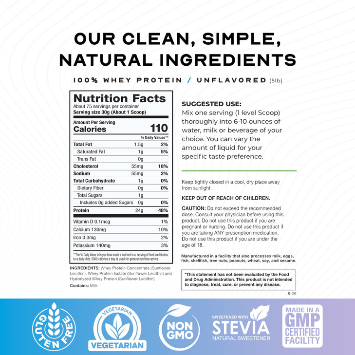 Muscle Feast 100% Grass Fed Whey Protein Powder, All Natural Hormone Free Paure Raised Whey Protein Powder for Women & Men- Whey Concentrate, Isolate