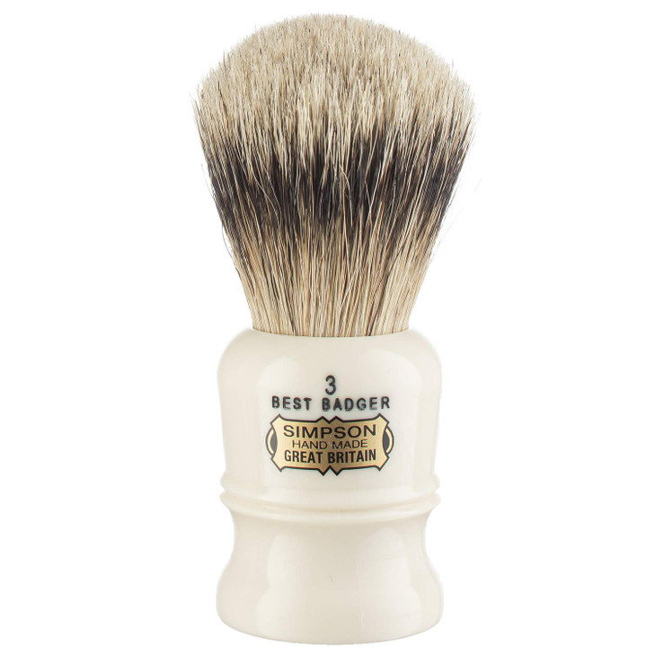 Simpsons Duke 3 D3 Best Badger Shaving Brush High Density Knot Hand Turned Ivory Handle Premium Wet Shave Brush Creates Thick Luxurious Lather with D