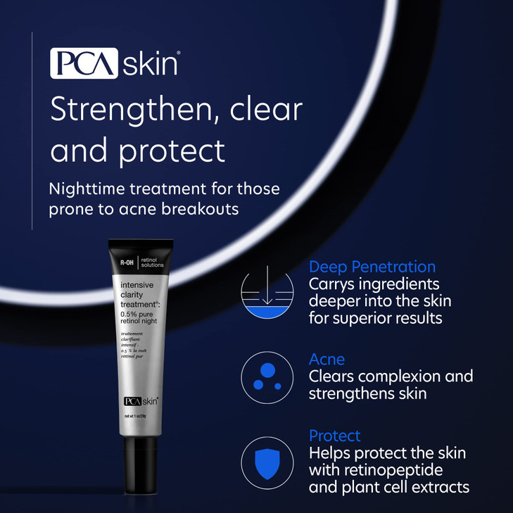 PCA SKIN Intensive Clarity Treatment - 0.5% Pure Vitamin A Retinol & 2% Salicylic Acid Face Serum for Acne-Prone Skin (1 oz)