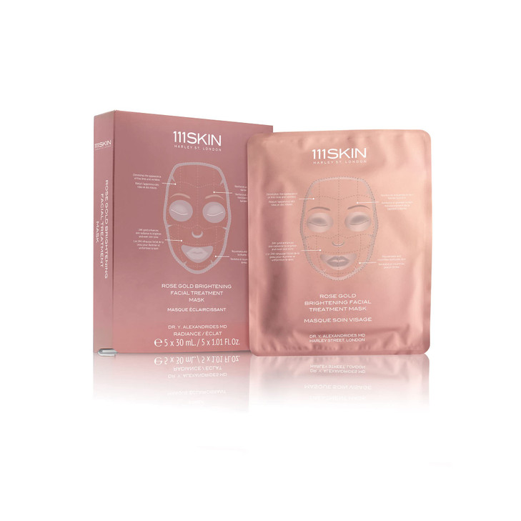 111SKIN Rose Gold Brightening Facial Treatment Mask | Fragrance Free | The Ultimate Pre-Event Mask | For Hydration & Radiance | Set of 5 (1.01 oz eac