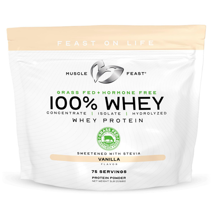 Muscle Feast 100% Grass Fed Whey Protein Powder, All Natural, Hormone Free Paure Raised Whey Protein Powder for Women & Men - Whey Concentrate, Isola