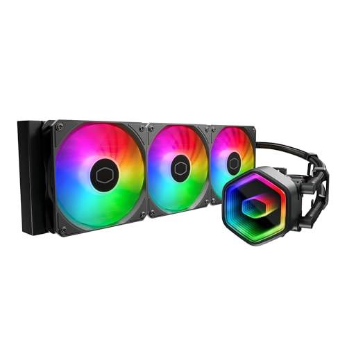 Cooler Master 360 Core II CPU Liquid Cooler, Dual Chamber Pump, Customizable aRGB Lighting, Maintenance-Free, Quiet Operation, Easy Install, AMD Ryze