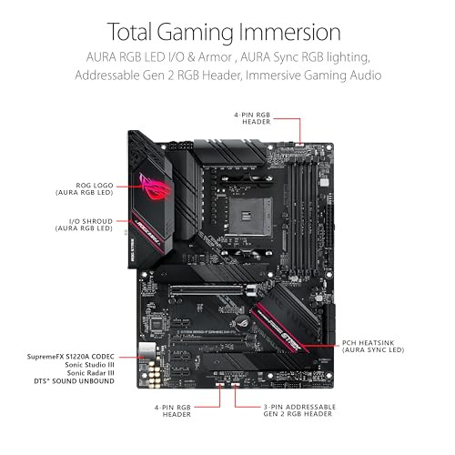 Asus ROG Strix B550-F Gaming WiFi II AMD AM4 (3rd Gen Ryzen) ATX Gaming Motherboard (PCIe 4.0,WiFi 6E, 2.5Gb LAN, BIOS Flashback, HDMI 2.1, Addressab