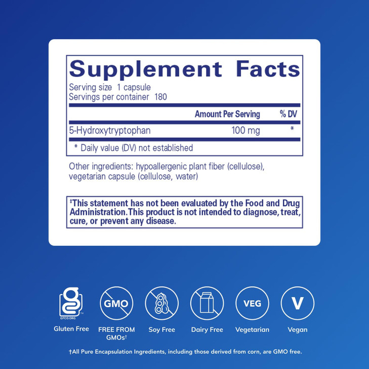 Pure Encapsulations 5-HTP 100 mg - Brain Health, Sleep Regulation & Appetite Support* - 5-Hydroxytryptophan - Gluten Free & Non-GMO - 180 Capsules