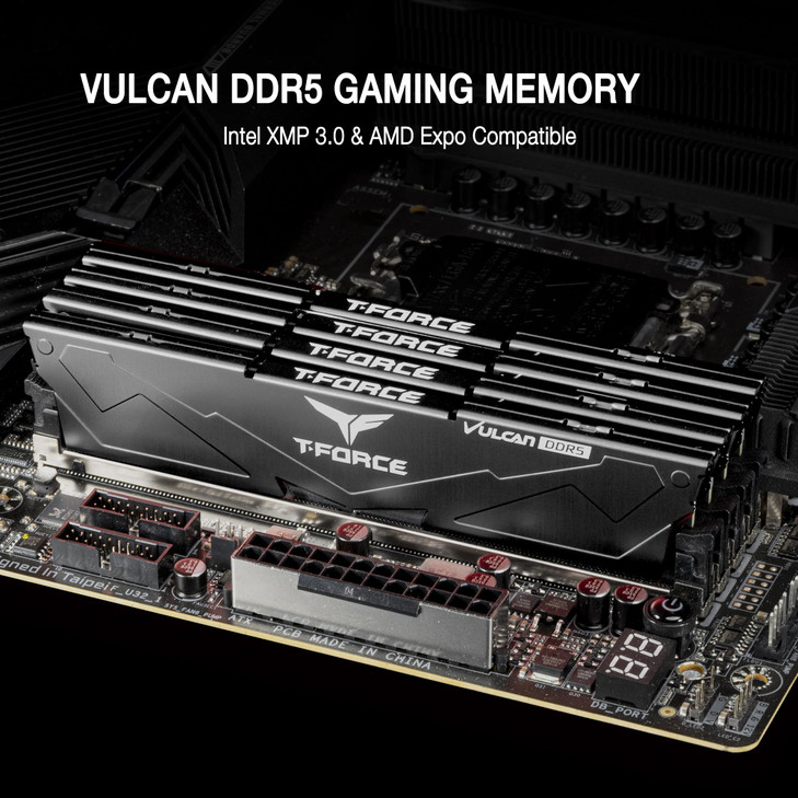 TEAMGROUP T-Force Vulcan DDR5 32GB (2x16GB) 6000MHz (PC5-48000) CL38 Intel XMP 3.0 & AMD Expo Compatible Desktop Memory Module Ram Red FLRD532G6000HC