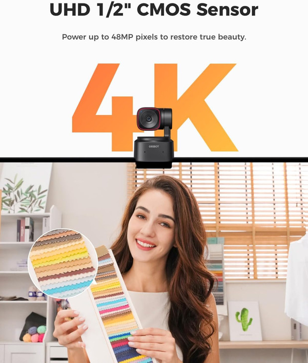 OBSBOT Tiny 2 Lite AI-Powered 4K UHD PTZ Webcam,1/2" CMOS 4X Digital Zoom AI Auto Tracking with Auto Zoom Gesture Control 2.0, LiveStream for Game/Me