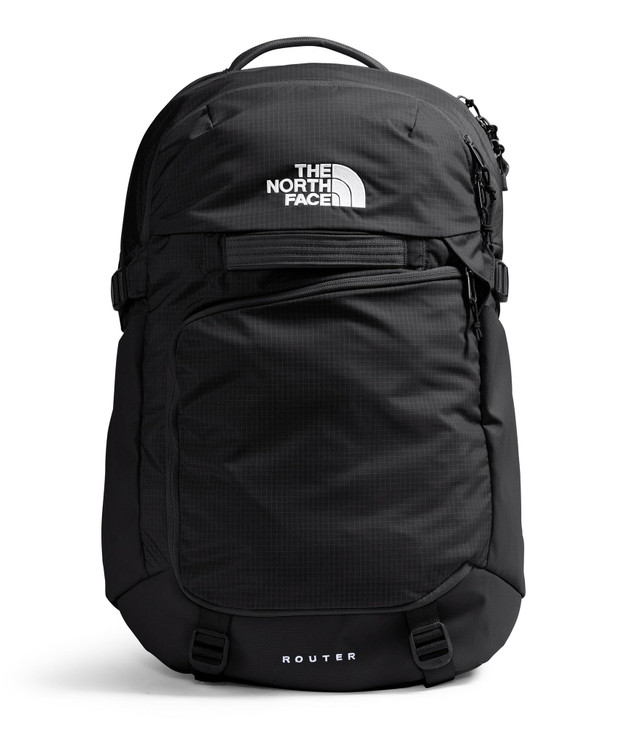 The North Face Router Everyday Laptop Backpack - Daypack, Water Repellent, 17" Laptop Sleeve, Reflective Details, TNF Black/TNF Black-NPF, One Size