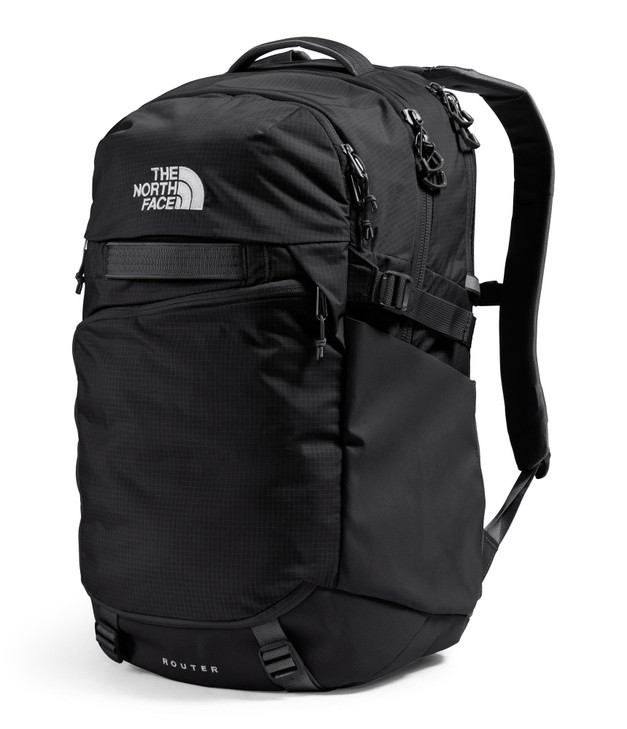 The North Face Router Everyday Laptop Backpack - Daypack, Water Repellent, 17" Laptop Sleeve, Reflective Details, TNF Black/TNF Black-NPF, One Size