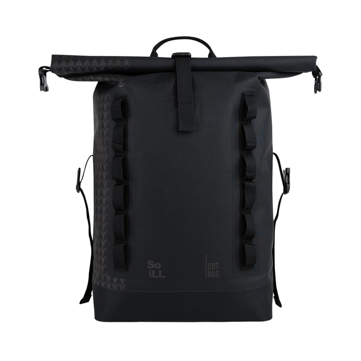 GOT BAG Jason Momoa ROLLTOP Backpack | Durable 100% Recycled Ocean Impact Plastic | Ultra-Light Waterproof Fabric | 15 Laptop Sleeve (Black)