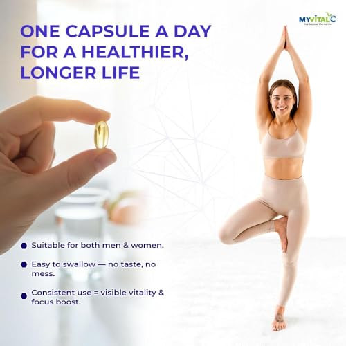 MyVitalC Pure ESS60 Extra Virgin Olive Oil Softgel Capsules - High Strength Antioxidant Supplement with Pure Olive Oil - Oral Supplement - Supplement