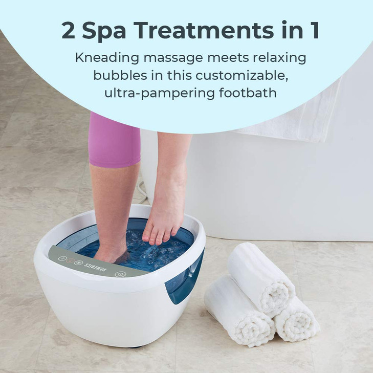 HoMedics Shiatsu Bliss Footbath with Heat Boost, Foot Spa Massager, Deep Kneading Pedicure Tub, Vibrating Bubbles with Soothing Heat, Portable at-Hom