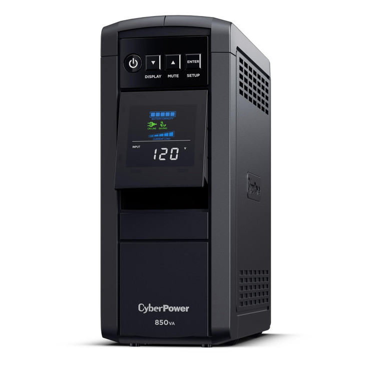 CyberPower CP850PFCLCD PFC Sinewave UPS Battery Backup and Surge Protector, 850VA/510W, 10 Outlets, AVR, Mini-Tower; UL Certified