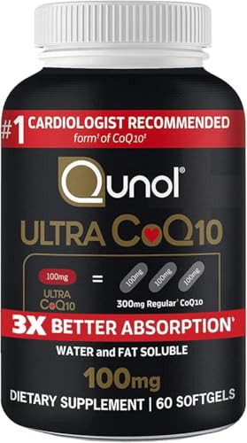 Qunol Ultra CoQ10 100mg 3X Better Absorption Patented Water and Fat Soluble Natural Supplement Form Coenzyme Q10 Antioxidant for Heart Health Packs S