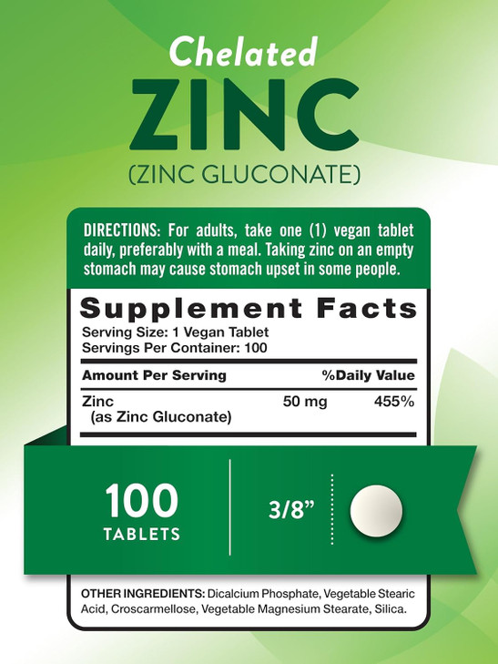 Nature's Truth Zinc 50 mg Chelated Supplements, 100 Count, Pack of 3