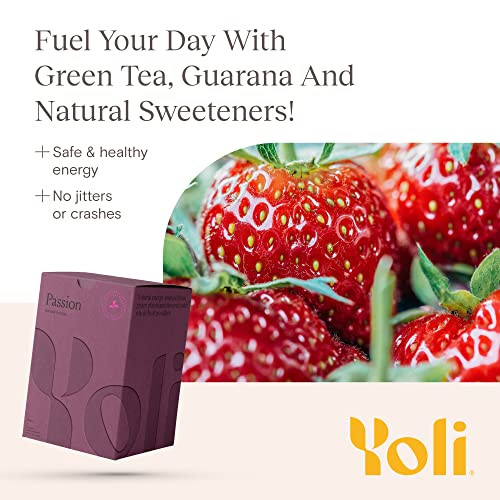 Yoli® Passion Energy Drink Powder Mix - Natural Energy Drink Mix for Endurance and Stamina, 30 Packets - Grape Acai Flavor