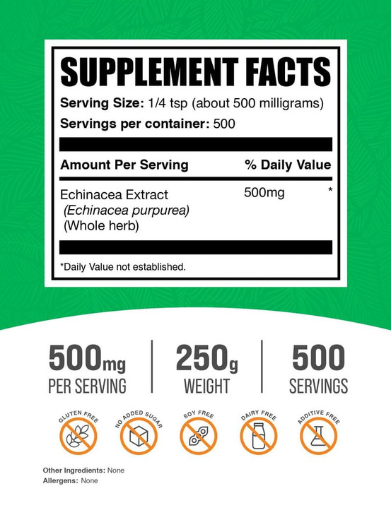 BulkSupplements.com Echinacea Extract Powder - Echinacea Extract, Herbal Supplement for Immune Support - Vegan & Gluten Free, 500mg per Serving, 250g
