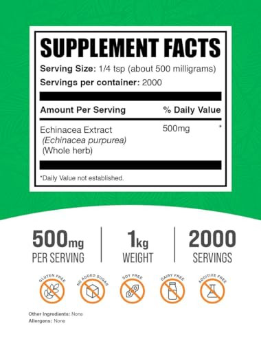 BulkSupplements.com Echinacea Extract Powder - Echinacea Extract, Herbal Supplement for Immune Support - Vegan & Gluten Free, 500mg per Serving, 1kg