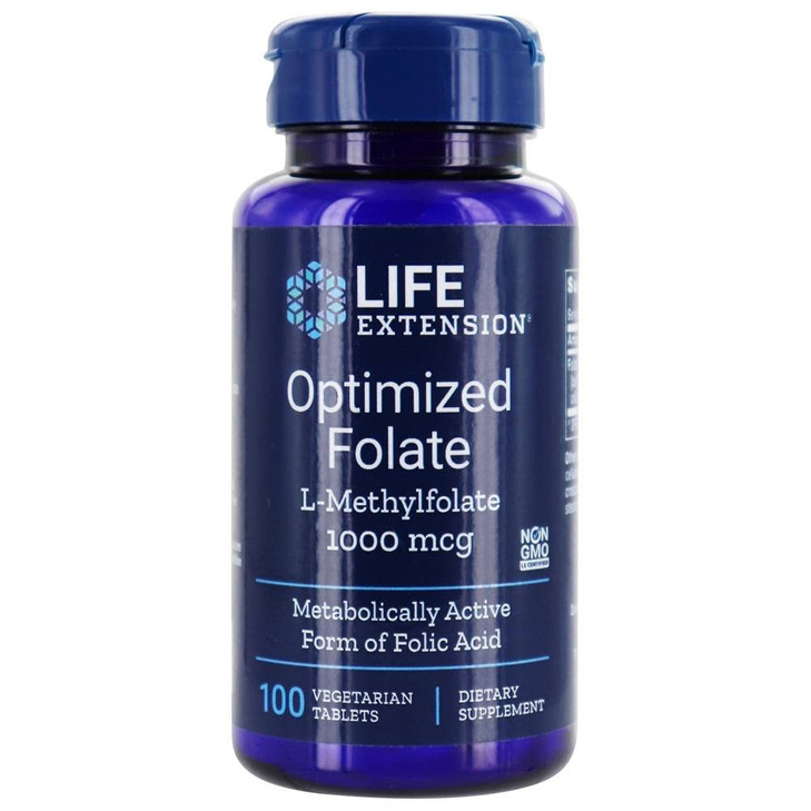 Life Extension Optimized Folate L-Methylfolate 1000 mcg Vegetarian Tablets 2 Pack