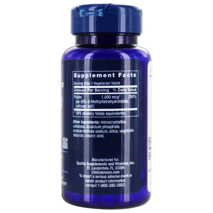 Life Extension Optimized Folate L-Methylfolate 1000 mcg Vegetarian Tablets 2 Pack