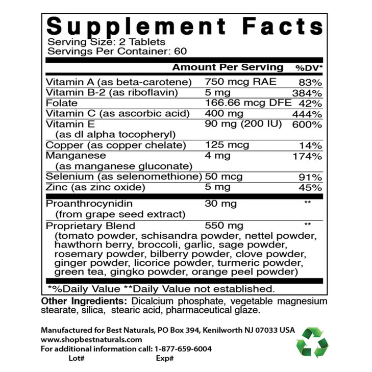 Best Naturals Super Antioxidant Formula 120 Tablets