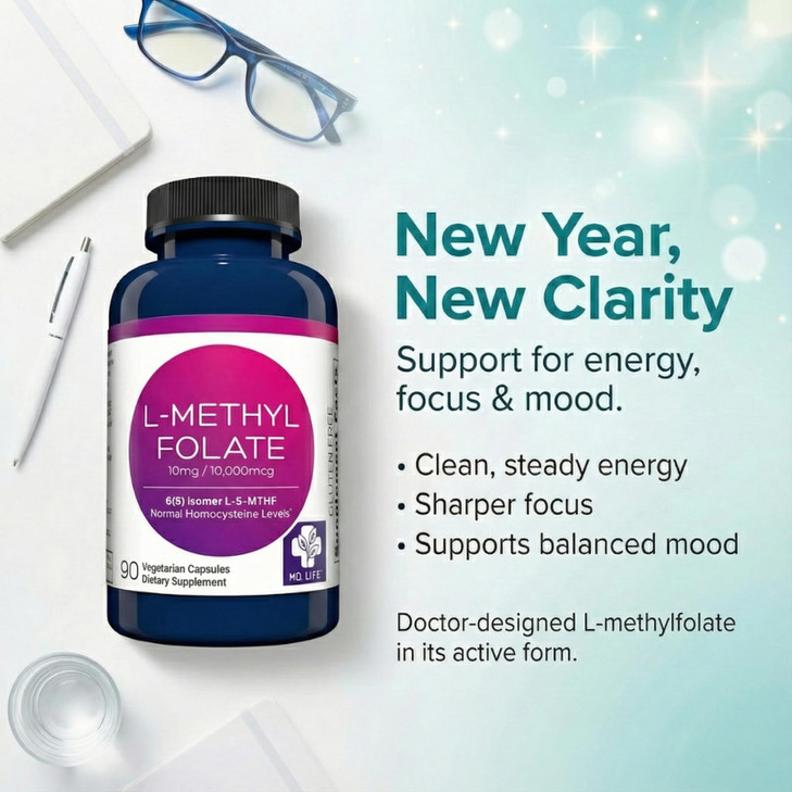 MD Life L-Methylfolate 10 mg Supplement - Professional-Grade Active L Methylfolate Supplement - 90 Capsules - L-Methylfolate 10mg - Maximum Potency M