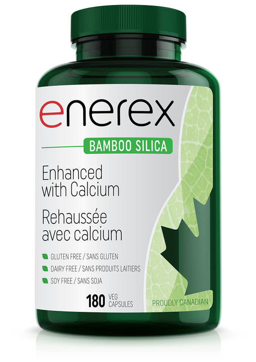 ENEREX Bamboo Silica with Calcium Citrate - 180 Veggie Caps for Bone & Dental Health, Enhanced Hair, Skin & Nails Growth - Plant-Based Supplement, Ba