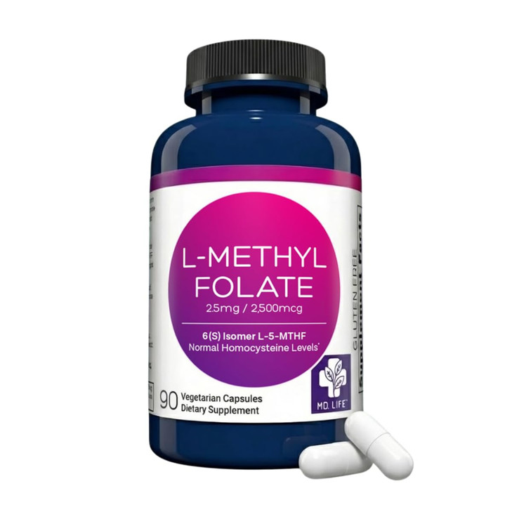 MD Life L-Methylfolate 2.5 mg Supplement - Professional-Grade Active L Methylfolate Supplement - 90 Capsules - L-Methylfolate 2.5mg - Maximum Potency