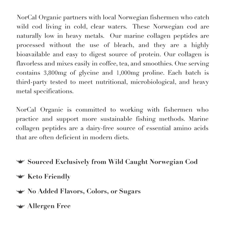 Norcal Marine Collagen - 12oz Marine Collagen Peptides Powder | High Protein, Zero Fat/Sugar/Carb | Skin, Hair, Nail & Joint Health | Low Metals, US