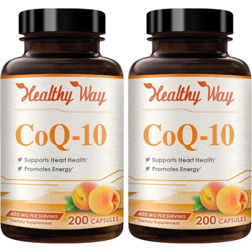 Coenzyme Q10 400mg CoQ10 Supplement - Once Daily Coq 10 400mg Powder Capsules for Healthy Heart Antioxidant and Energy Support - Non-GMO Quick Absorp