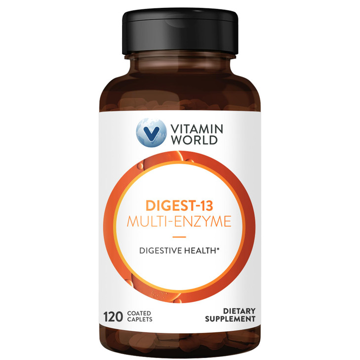 Vitamin World Digest-13 Multi-Enzyme, 1010mg Digestive Enzymes Blend with Amylase, Bromelain, Papain & Lipase for Digestion and Absorption, Digestive