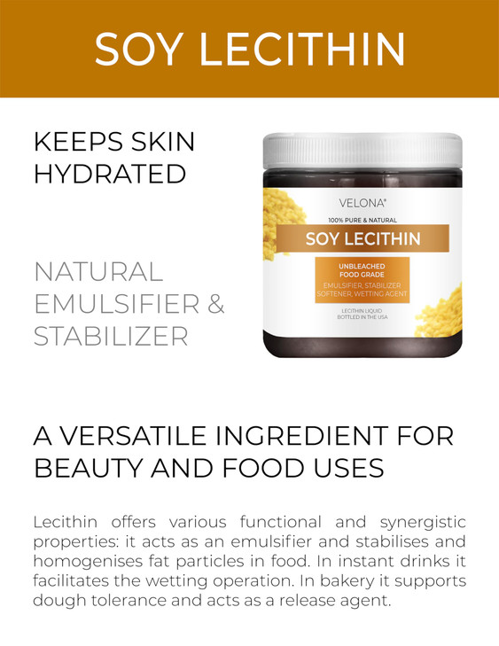 velona Pure Liquid Soy Lecithin 8 Fl Oz | Food Grade | Unbleached| Emulsifier, Stabilizer, Softener, Smoother, Wetting Agent | Use Today - Enjoy Resu