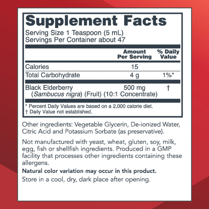 Protocol Sambucus Black Elderberry Liquid - 500 mg Black Elderberry - for Wellness Support* - with Naturally Occurring Compounds - Non-GMO, Kosher &