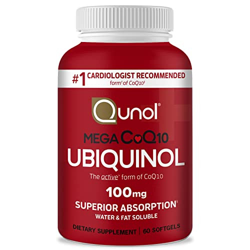 Ubiquinol CoQ10 100mg Softgels, Qunol Mega Ubiquinol 100mg - Superior Absorption - Active Form of Coenzyme Q10 for Heart Health & Healthy Blood Press