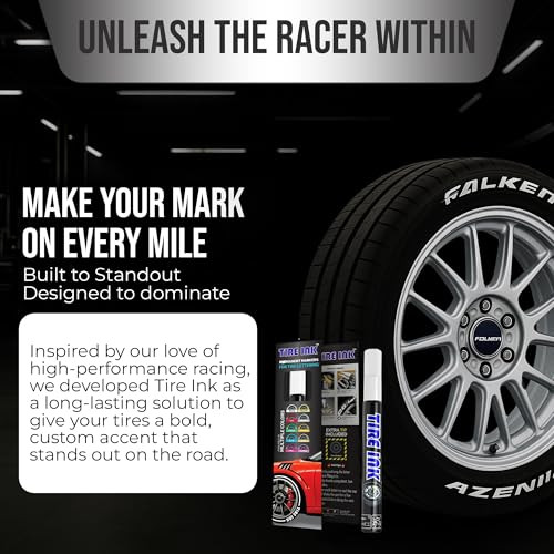 Tire Ink White Tire Paint Pen - Waterproof Permanent Paint pens for Car Wheels Lettering | Car Wash Safe and Durable | Made in Japan (Pack of 1)
