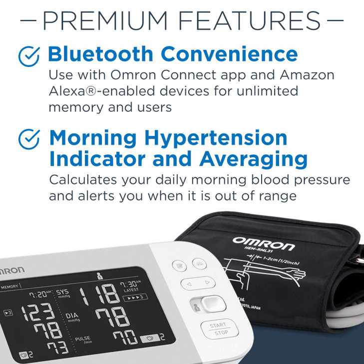 OMRON Platinum Blood Pressure Monitor, Upper Arm Cuff, Digital Bluetooth Blood Pressure Machine, Stores Up To 200 Readings for Two Users (100 reading