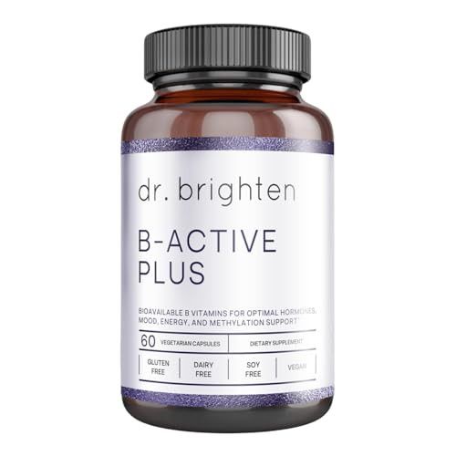 Dr. Brighten B-Active Plus  Vegan B Vitamin Supplement for Energy, Metabolism, Heart Health, Improved Memory  60 Capsules