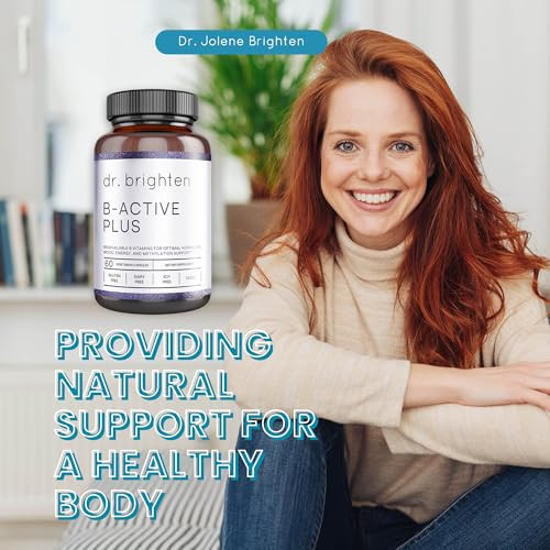 Dr. Brighten B-Active Plus  Vegan B Vitamin Supplement for Energy, Metabolism, Heart Health, Improved Memory  60 Capsules
